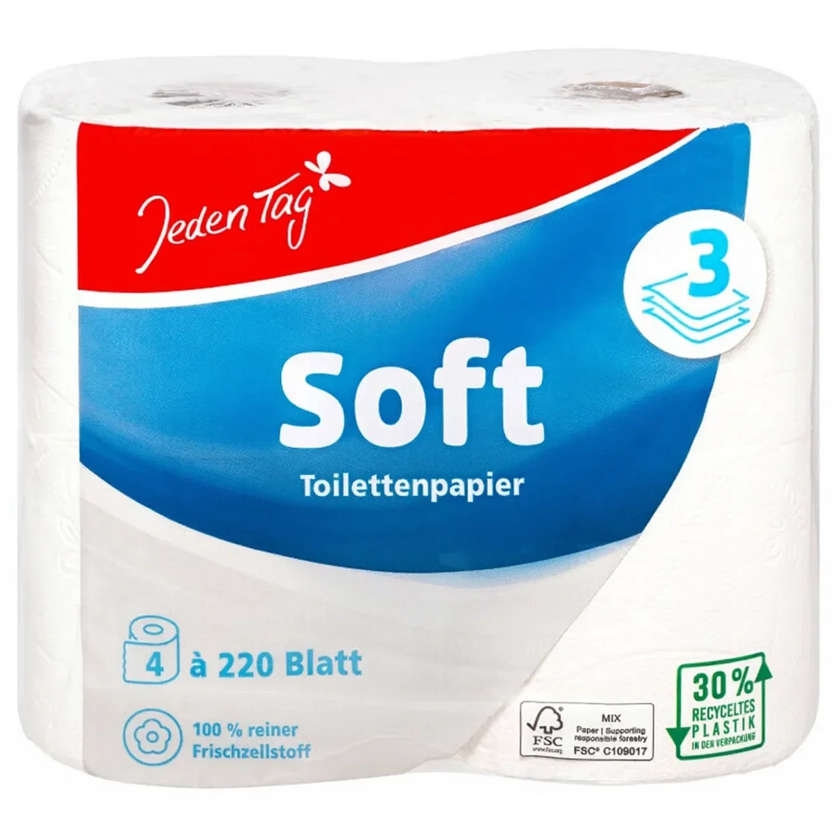 3x Jeden Tag Toilettenpapier 3-Lagig