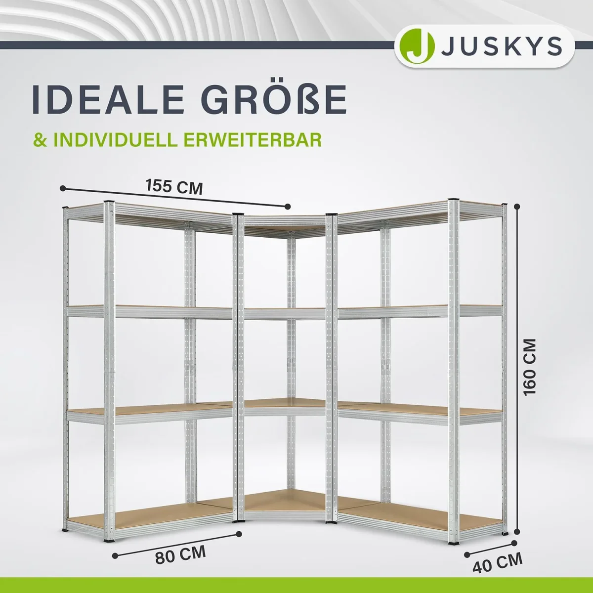 Juskys Schwerlastregale mit verzinktem Metallgestell und belastbaren MDF-Einlegeböden