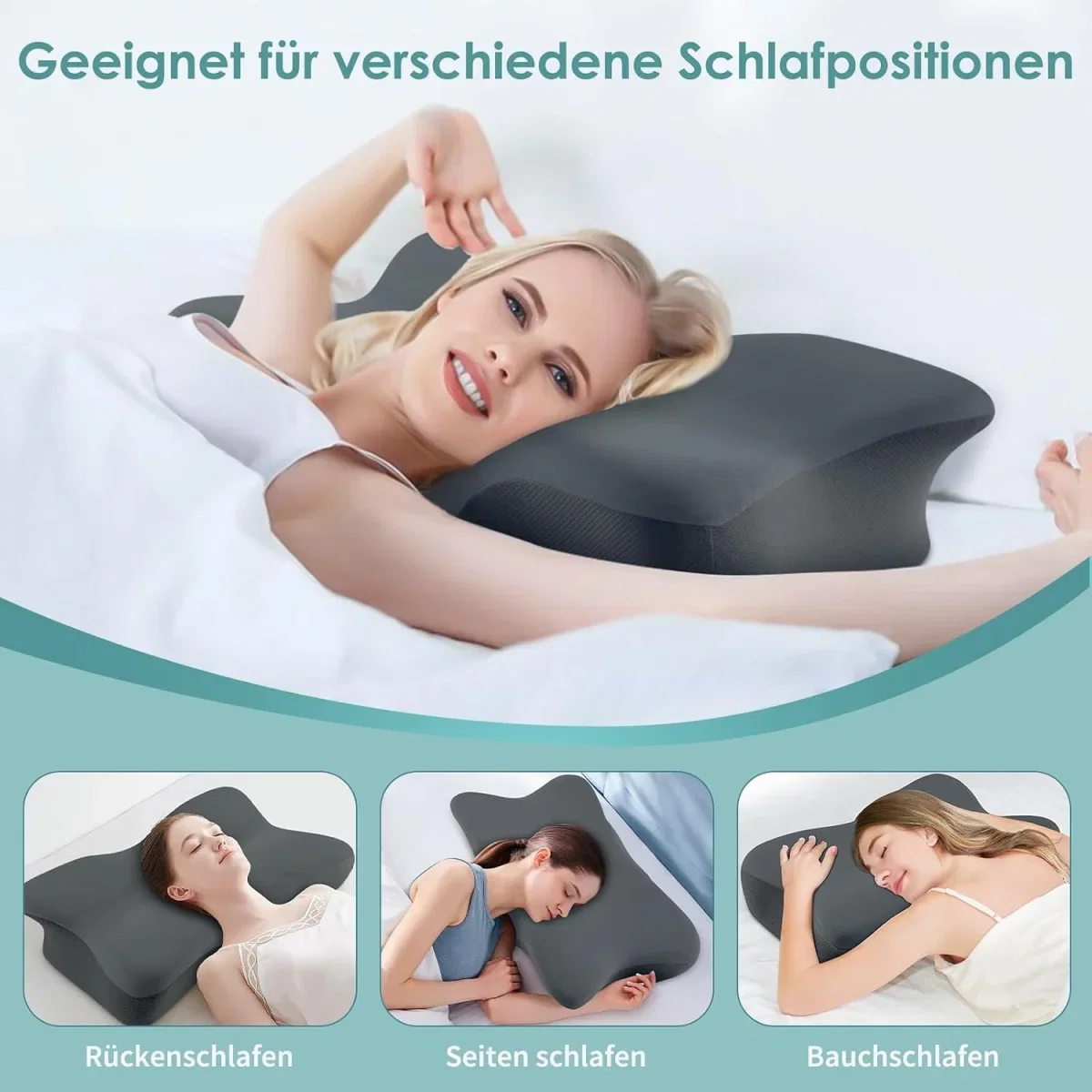 Ergonomisches LOFTER Nackenkissen aus Memory Foam für verschiedene Schlafpositionen
