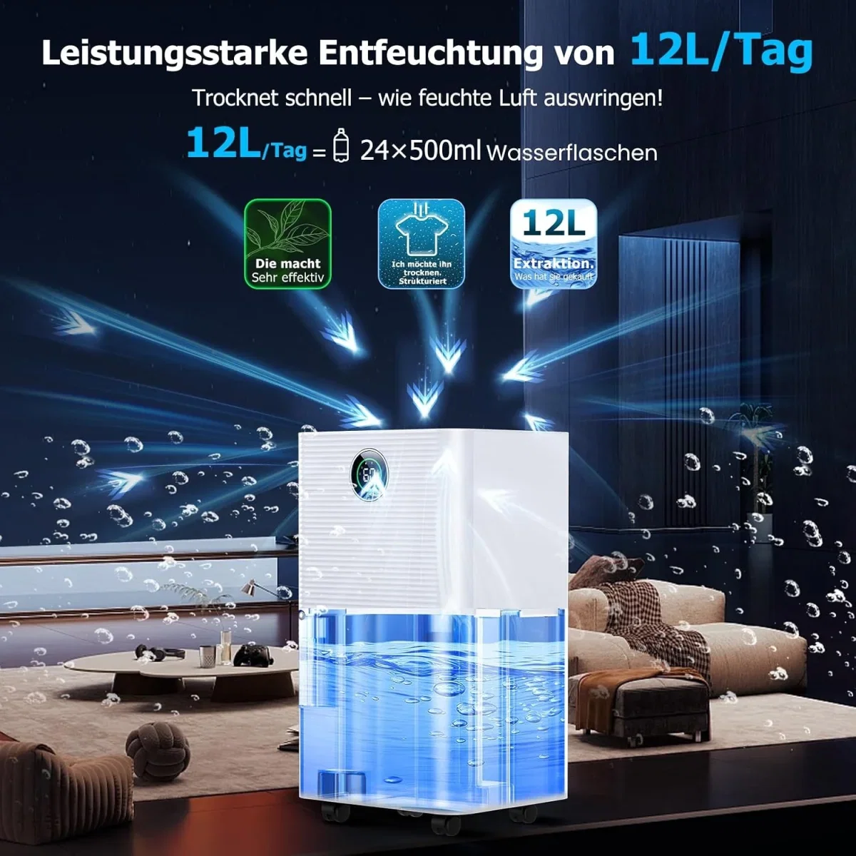 Luftentfeuchter mit 24H Timer für Schlafzimmer Keller Bad