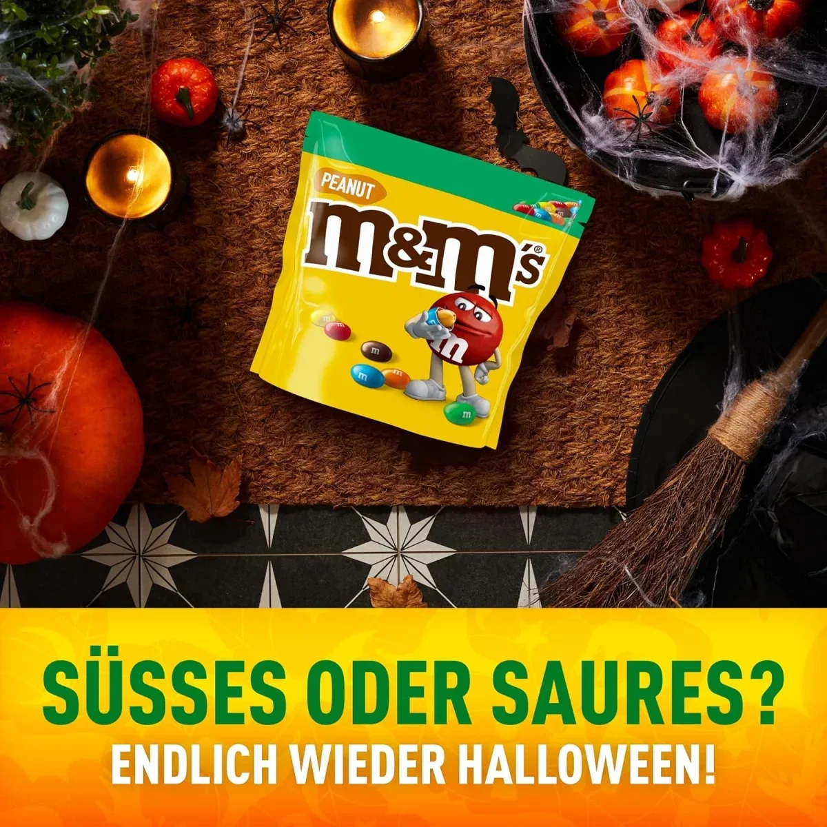 M&M’S Peanut Schokolinsen Erdnuss Schokolade Beutel Halloween (330g)