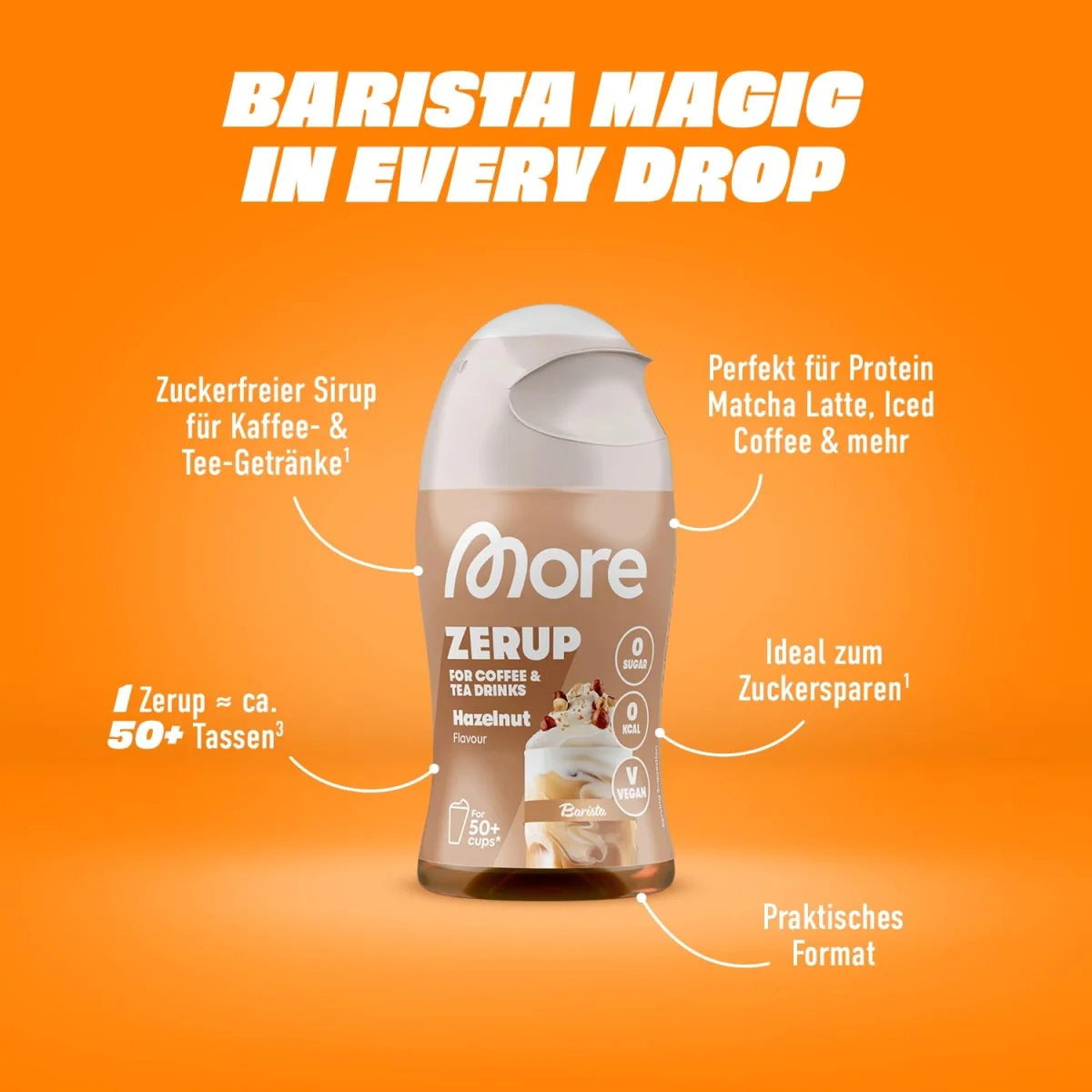 MORE Barista Zerup Hazelnut für Kaffee Tee und Heißgetränke (65ml)