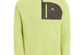 Limegrünes Fleece-Oberteil mit dunklem Brustpanel und Zipper
