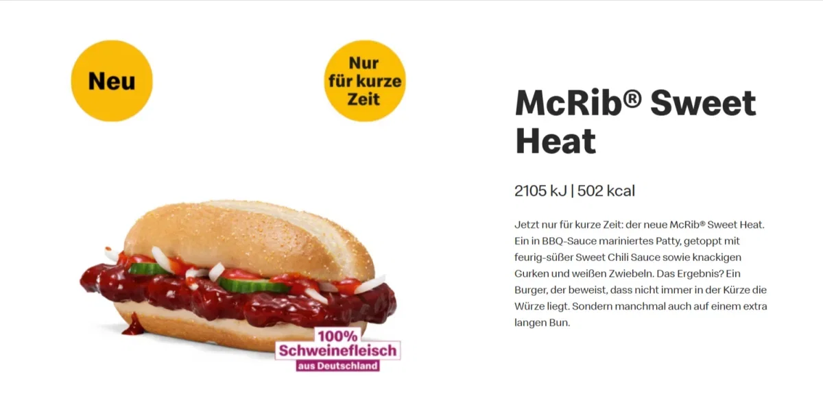 McRib Sweet Heat für 2,99 Euro