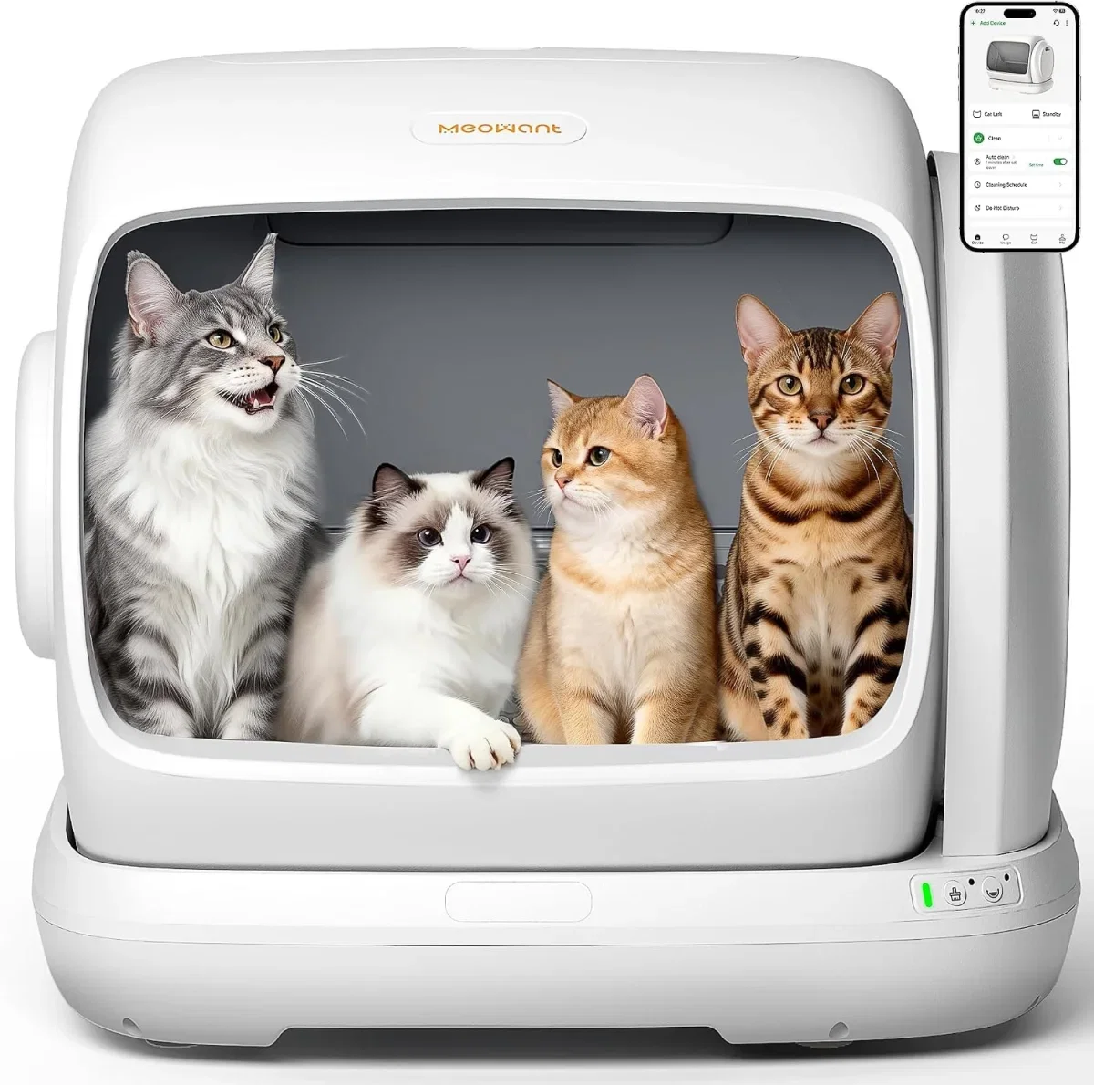 MeoWant Selbstreinigende Katzentoilette XXXL für mehrere Katzen (106 L)