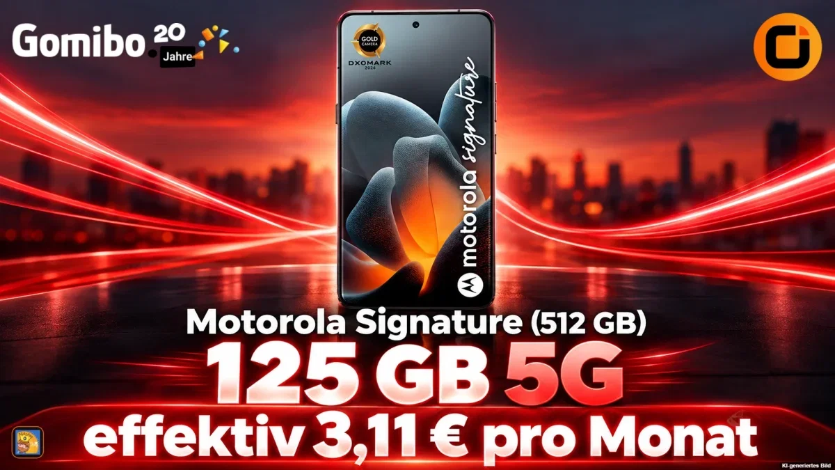 Gomibo: Motorola Signature (512 GB) + otelo Vodafone Allnet-Flat 125 GB 5G für 24,99 € / Monat + 273,95 € einmalig