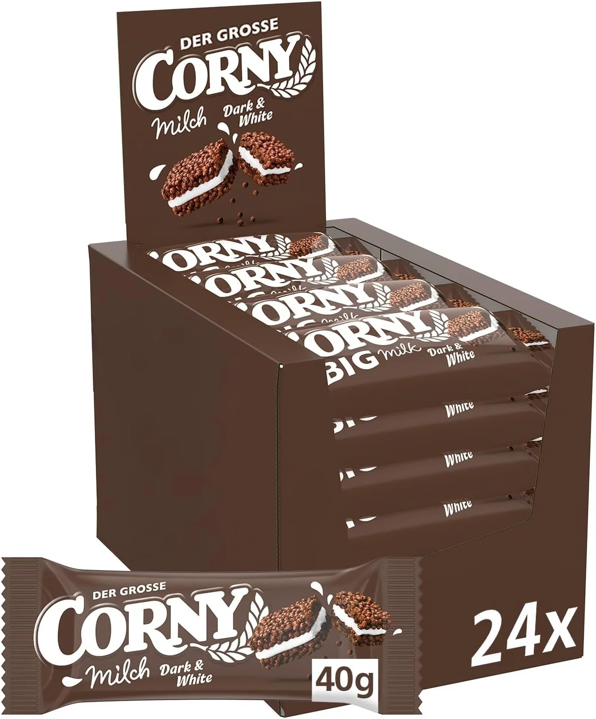 Müsliriegel Corny Milch Dark & White Mit Kakao & Milchcreme (24x40g)