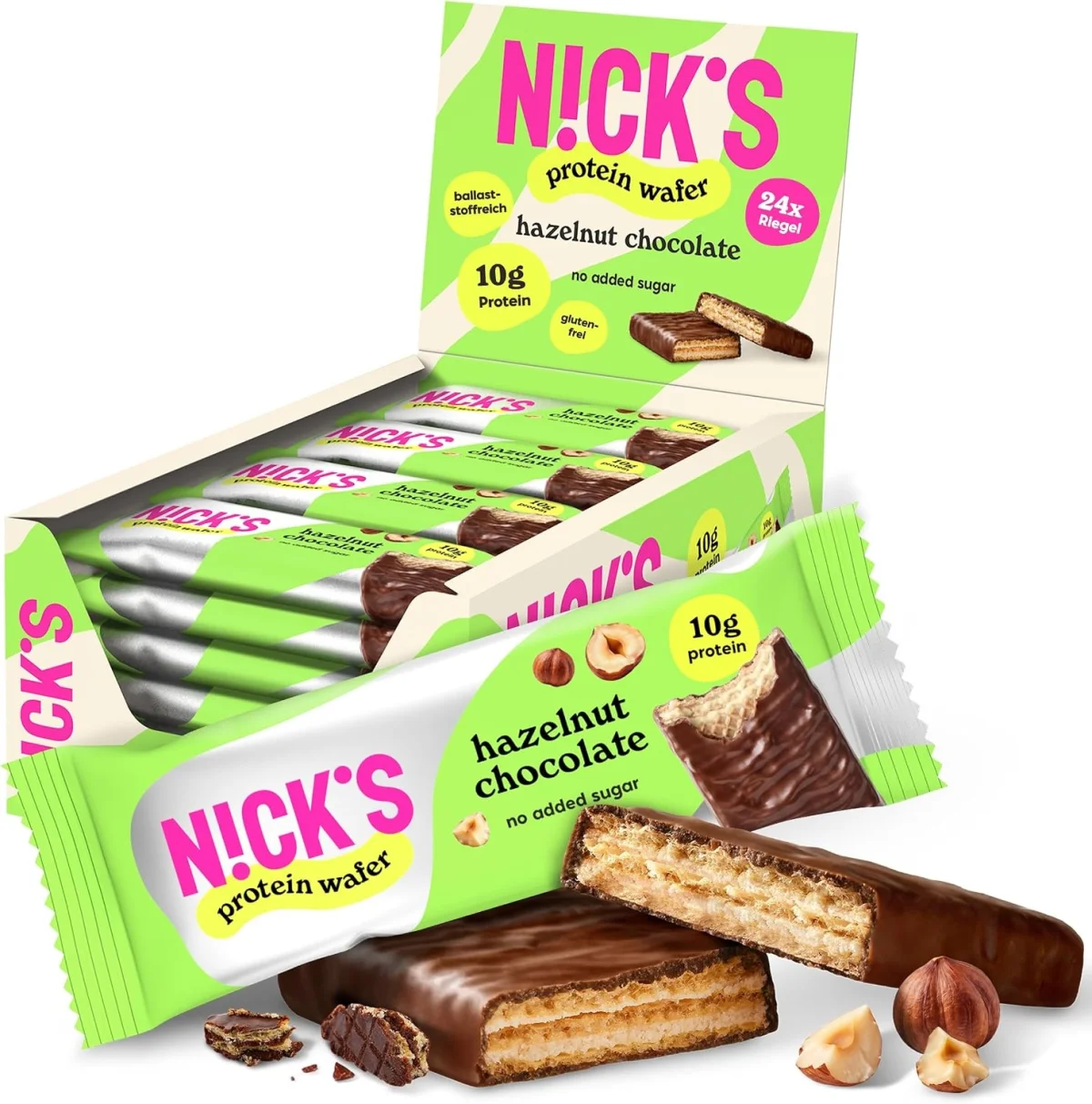 N!CK’S Protein Wafer Riegel Haselnuss Schokolade 24er Pack (24x40g)