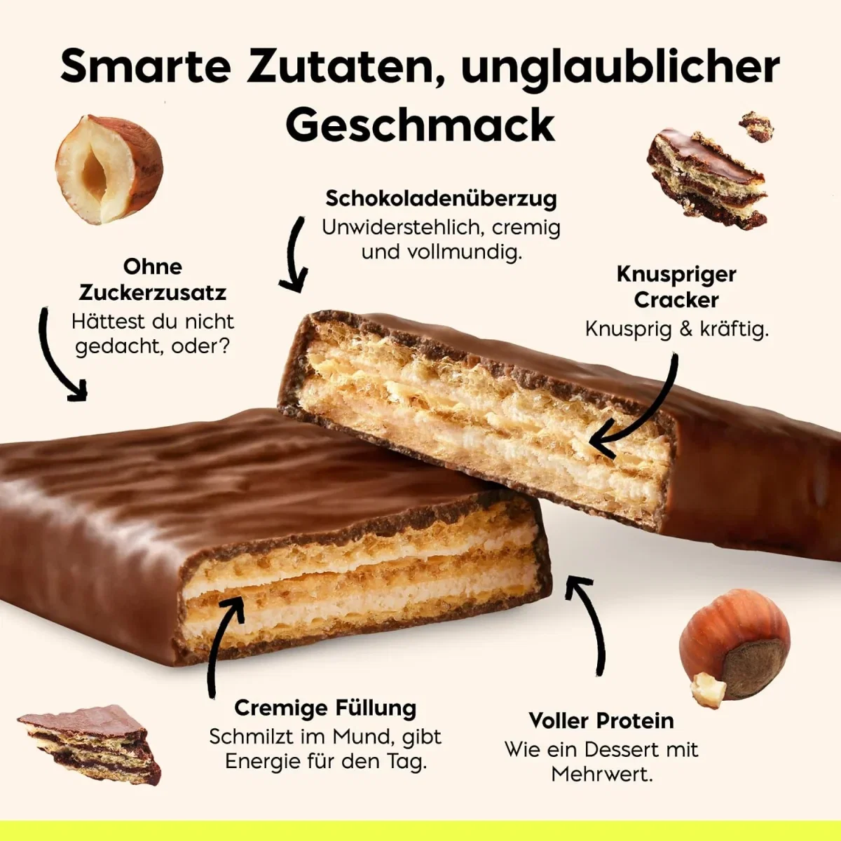 N!CK'S Protein Wafer Riegel Haselnuss Schokolade 24er Pack