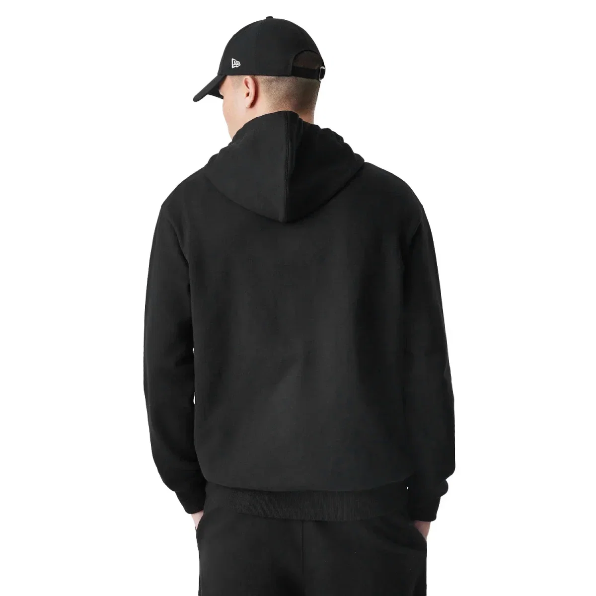 Schwarzer New Era Full Zip Hoodie mit Kapuze und Reißverschluss