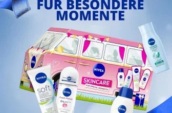 NIVEA Bus Geschenkset mit vier Pflegeprodukten für Körper, Haut und Haare