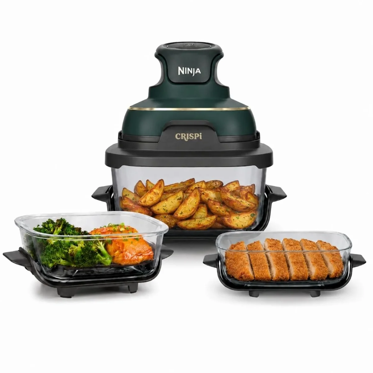 Ninja CRISPi Airfryer mit Glasbehältern für die Zubereitung und Aufbewahrung von Speisen
