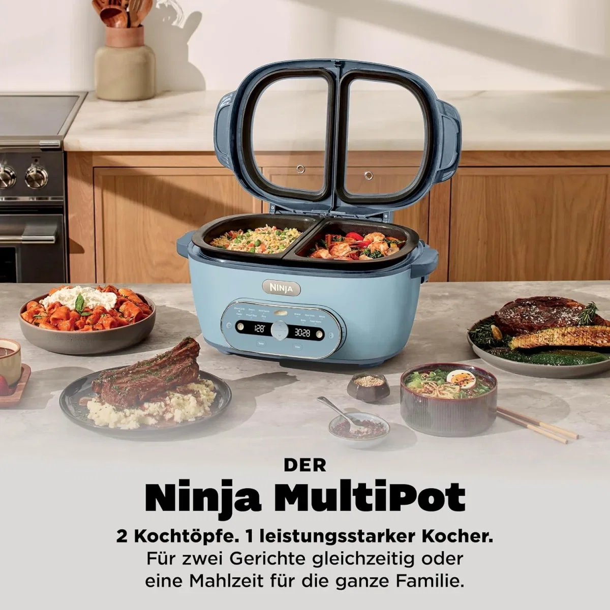 Ninja MultiPot XL mit zwei Kochbereichen für die gleichzeitige Zubereitung