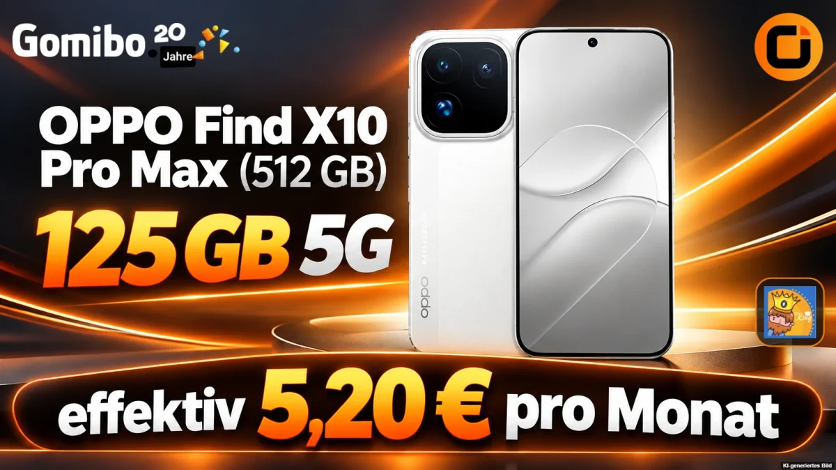 Gomibo: OPPO Find X10 Pro Max (512 GB) + otelo Vodafone Allnet-Flat 125 GB 5G für 24,99 € / Monat + 1.173,95 € einmalig