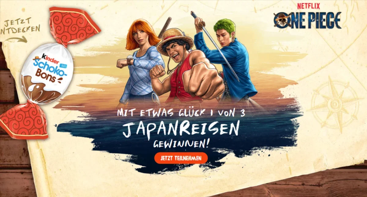 kinder Schoko-Bons One Piece Gewinnspiel: 3 Japanreisen à 10.000 € und 555 Fanboxen gewinnen