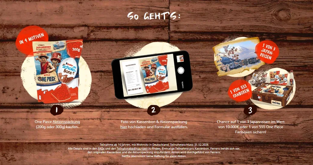 kinder Schoko-Bons One Piece Aktionspackung für die Gewinnspielteilnahme