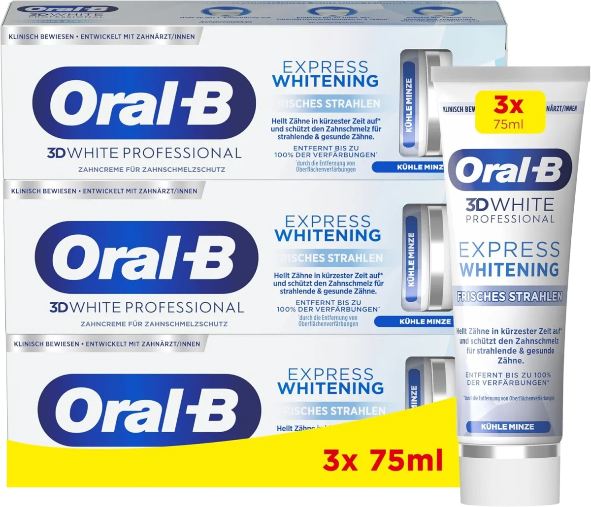 Oral-B 3D White Professional Zahnpasta Express Whitening 3er Pack (3x75ml)