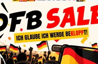 DFB Sale Banner mit Deutschland-Fahnen, Fußball und Preisangabe ab 4,99 €