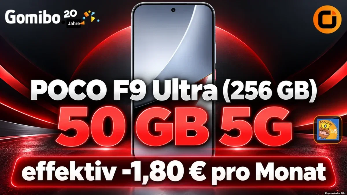 Gomibo: POCO F9 Ultra (256 GB) + otelo Vodafone Allnet-Flat 50 GB 5G für 19,99 € / Monat + 343,95 € einmalig