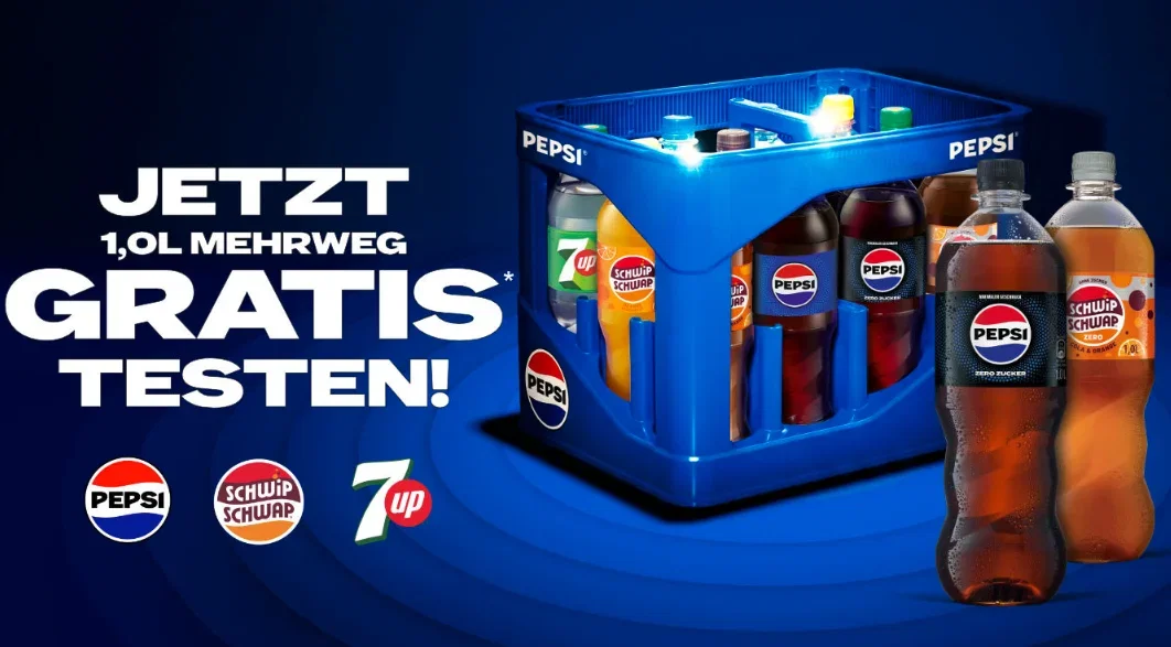 Pepsi Gratis Testen 2026: Bis zu 2 Flaschen Pepsi, 7UP oder Schwip Schwap kostenlos