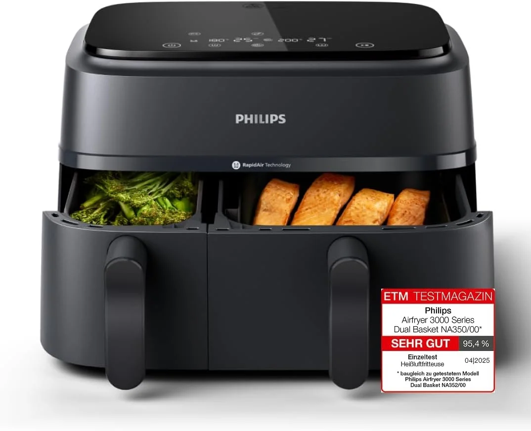Philips Airfryer Dual Basket 3000 Serie Heißluftfritteuse NA350/00 (9L)