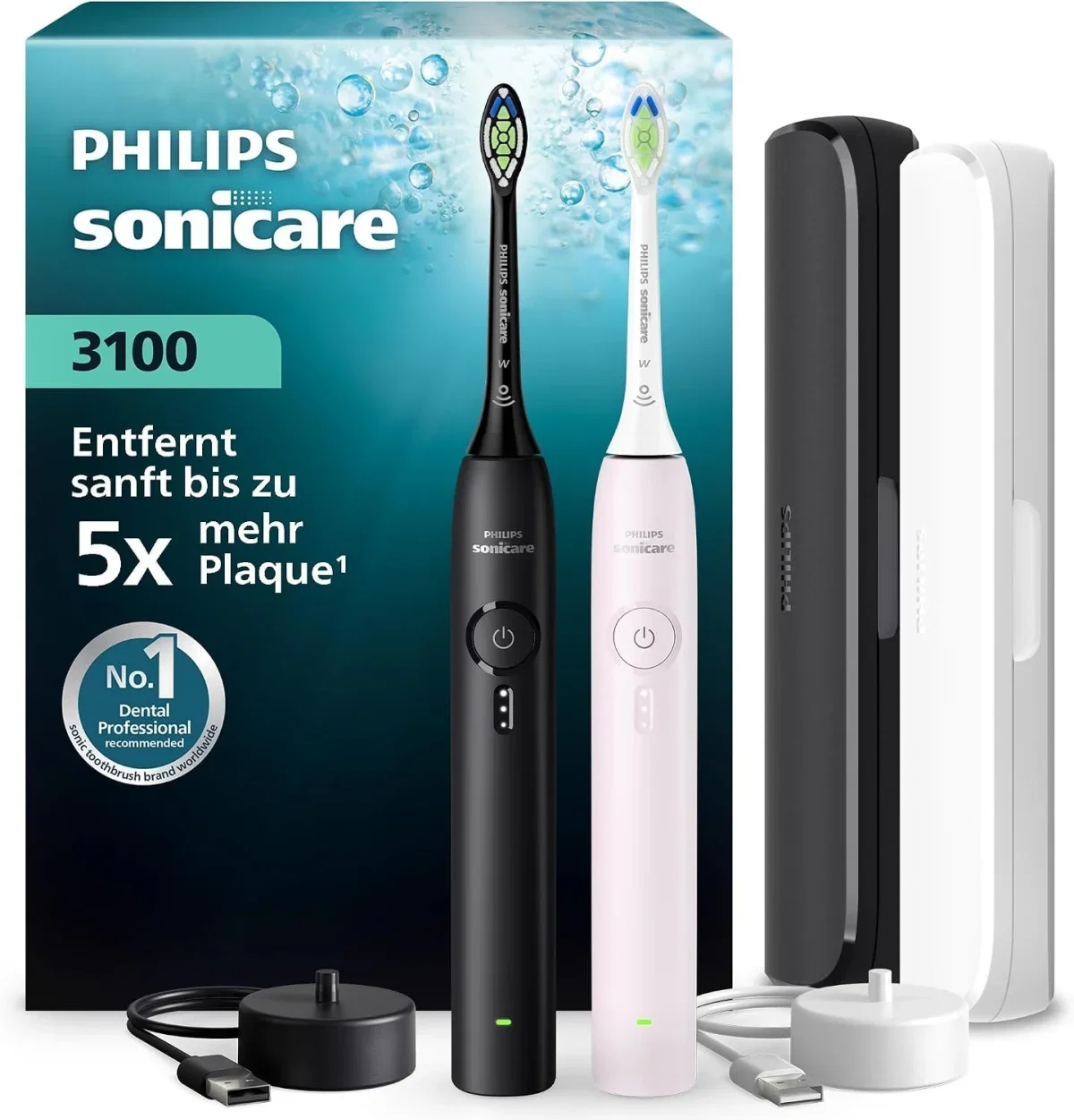 Philips Sonicare Series 3100 Elektrische Zahnbürste HX4072/42 2er Set