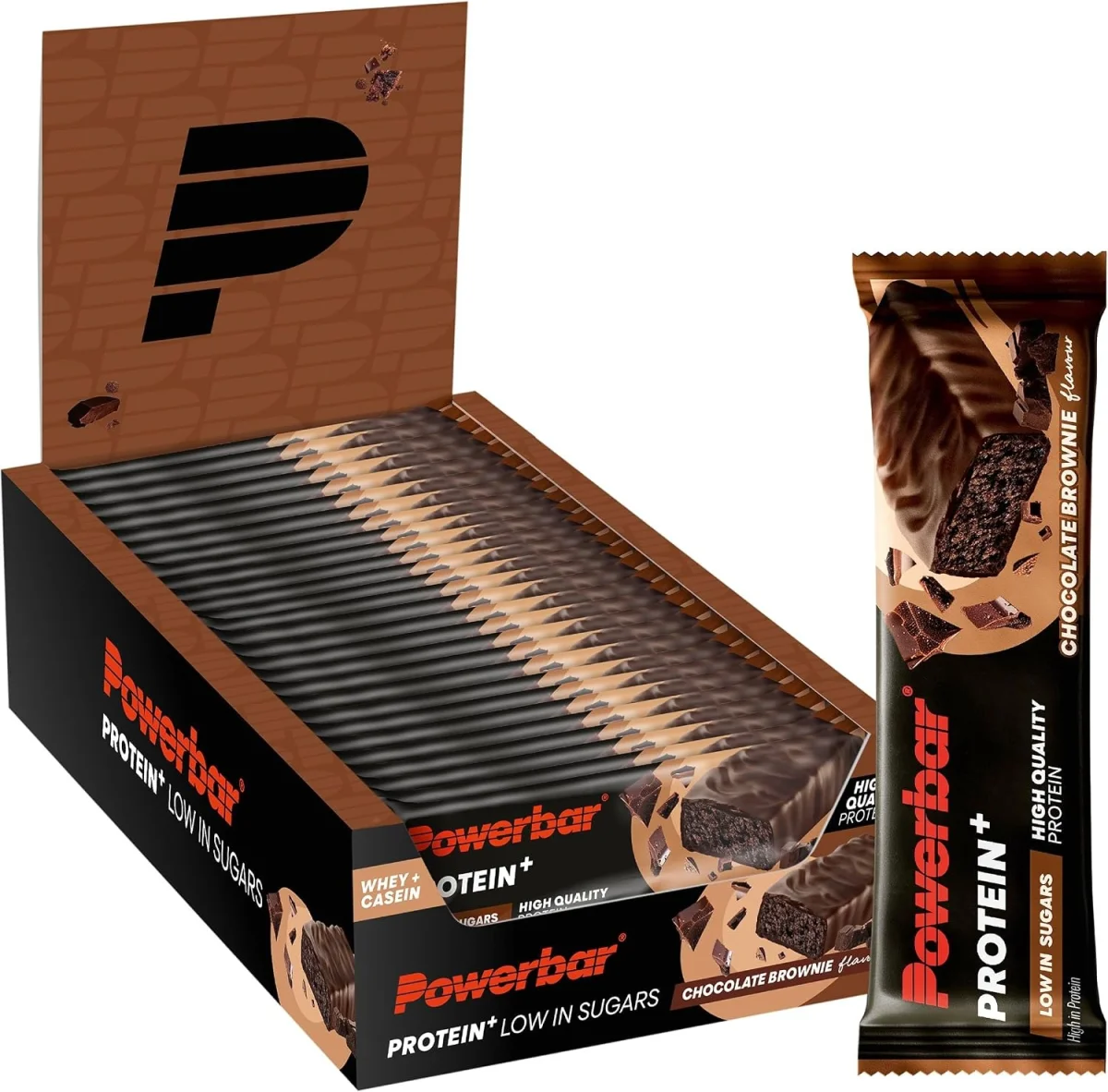Powerbar – Protein Plus – Low Sugar – Chocolate-Brownie (30x35g Fitnessriegel mit nur 107 Kcal)