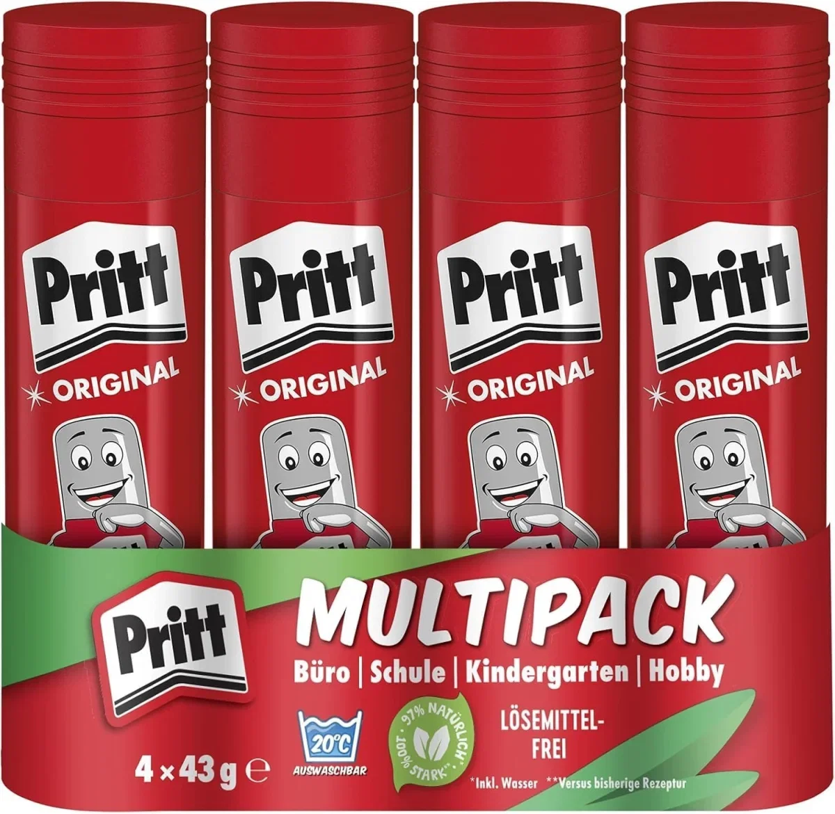 Pritt Klebestift kinderfreundlicher Kleber für Schule & Büro (4x43g)