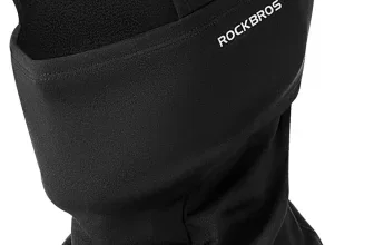 Schwarze ROCKBROS Sturmhaube aus Neopren mit Fleece-Innenfutter und sichtbarem Markenlogo