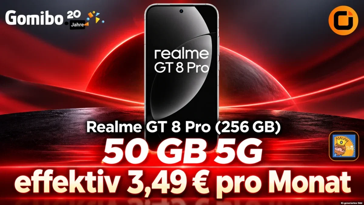 Gomibo: Realme GT 8 Pro (256 GB) + otelo Vodafone Allnet-Flat 50 GB 5G für 19,99 € / Monat + 363,95 € einmalig