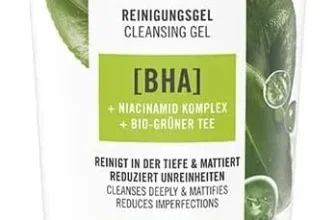 Sante Pore Control Reinigungsgel Tube mit grünen Tee-Blättern und Bio-Siegel