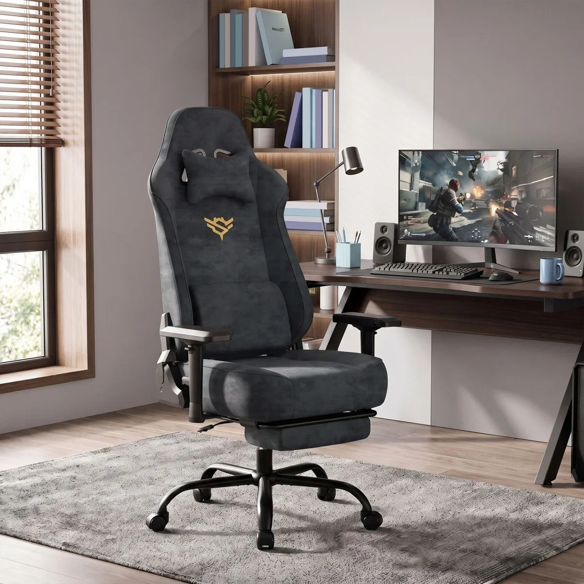 [EXKLUSIV] SONGMICS Gamingstuhl mit Fußstütze und 4D-Armlehnen