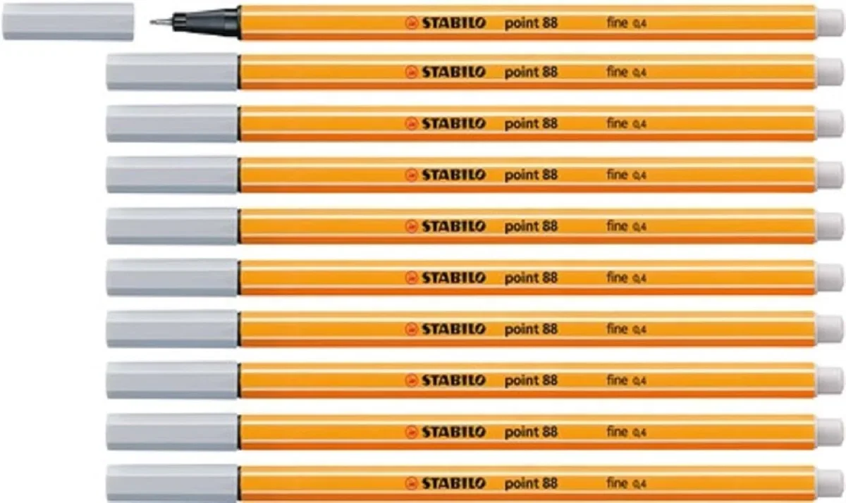 10 Stück STABILO – Fineliner – point 88 Hellgrau