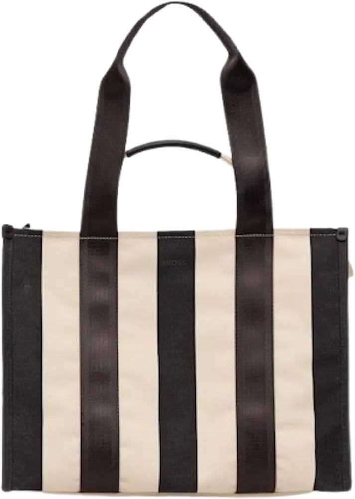 Gestreifte BOSS Sandy Tote ST Handtasche aus Polyester mit Reißverschluss