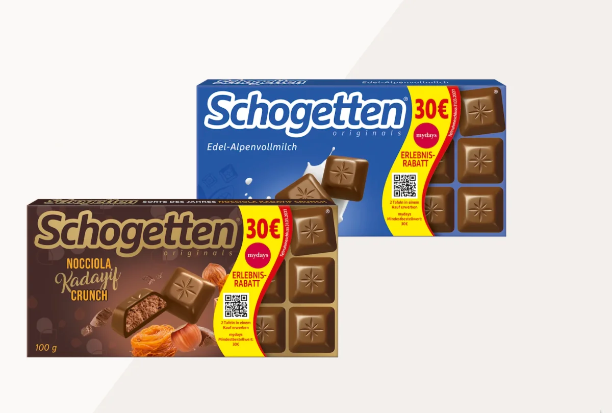 2x Schogetten kaufen und 30 € mydays Erlebnisrabatt sichern