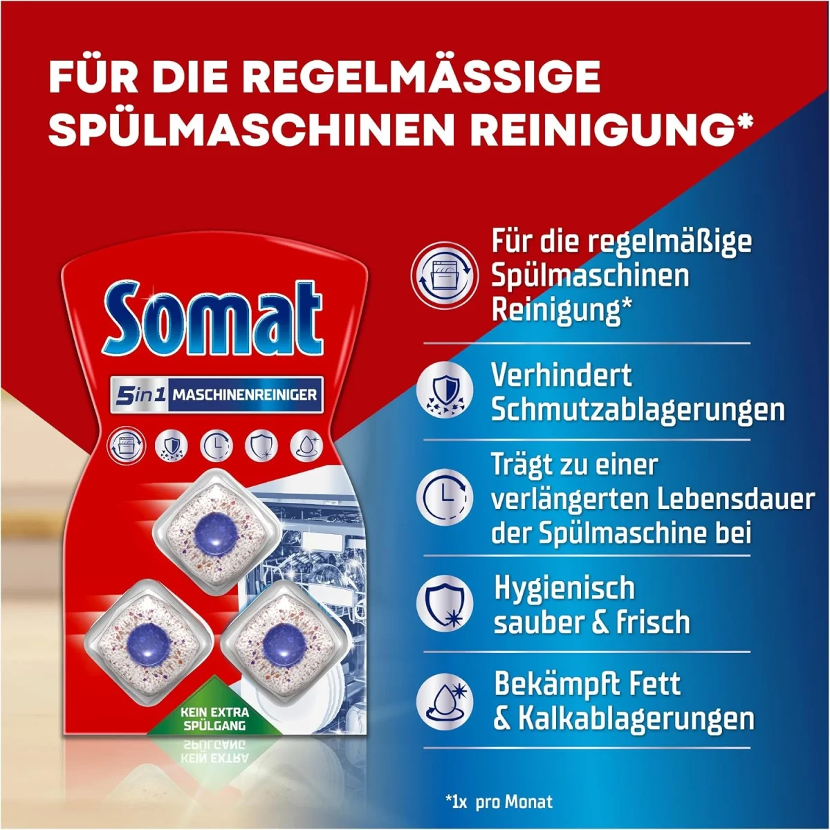 Somat 5in1 Maschinenreiniger (3 Tabs) Anti-Kalk Geschirrspüler-Reiniger