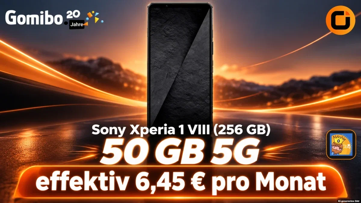 Gomibo: Sony Xperia 1 VIII (256 GB) + otelo Vodafone Allnet-Flat 50 GB 5G für 19,99 € / Monat + 1.223,95 € einmalig