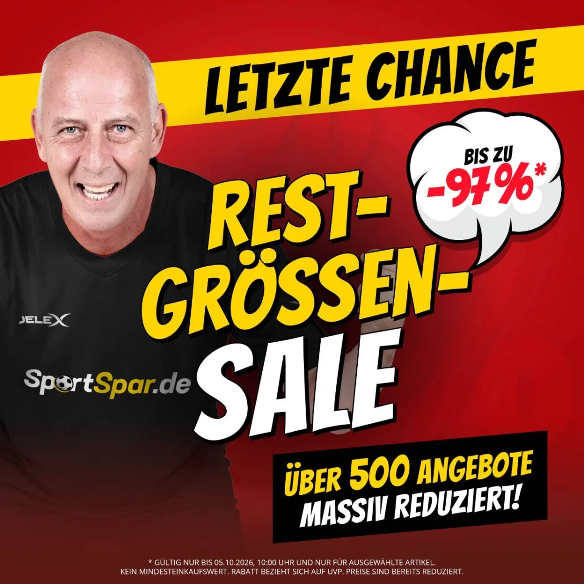 SportSpar Restgrößen Sale mit mehr als 1.000 Produkte mit bis zu 97 % Rabatt ggü. UVP