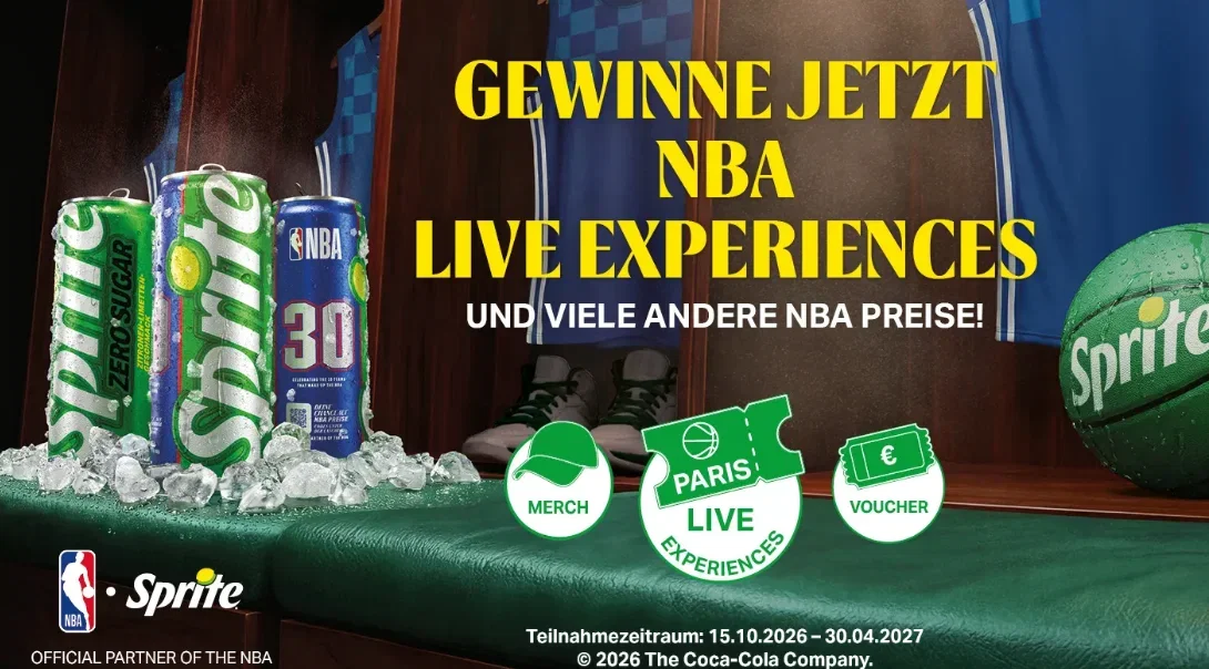 Sprite x NBA Gewinnspiel 2026: 3.483 Preise von Paris-Reise bis Gratis-Sprite