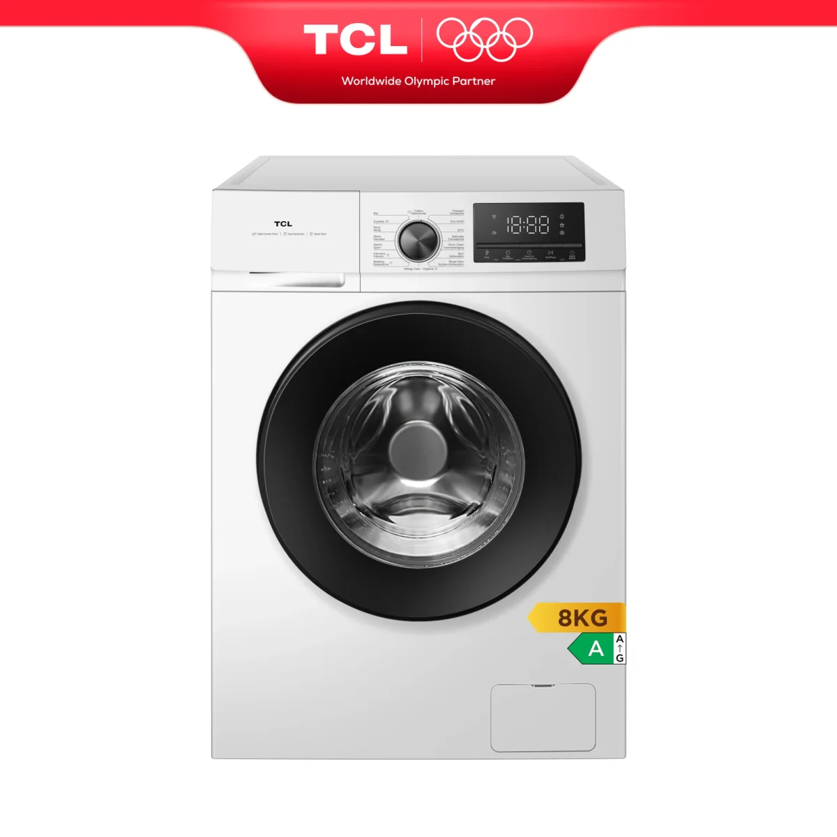 TCL Waschmaschine mit Dampffunktion und 15-Minuten-Schnellwäsche
