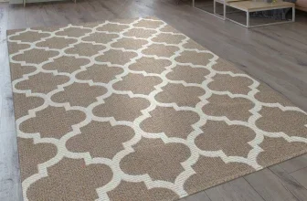 Teppich Vera in Beige mit geometrischem Muster und Konturenschnitt