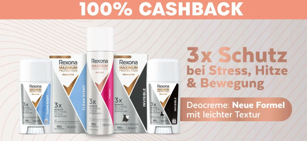 Rexona Maximum Protection gratis testen bei dm – 100 % Cashback für Deocremes & Deosprays ab 19.10.2026