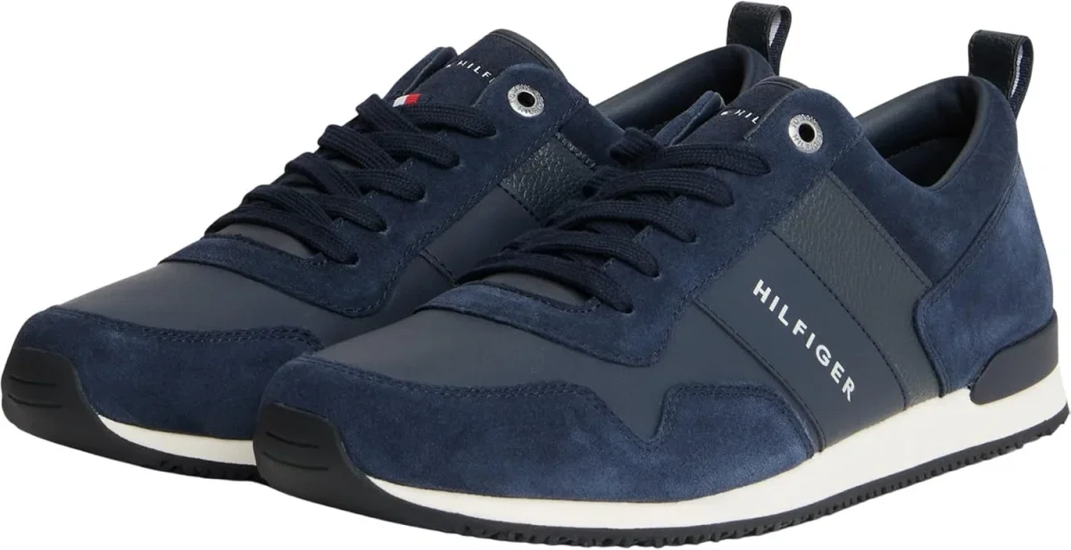 Tommy Hilfiger Herren Runner Sneaker Iconic Leather Suede Mix Runner Sportschuhe (Gr. 40 bis 48)