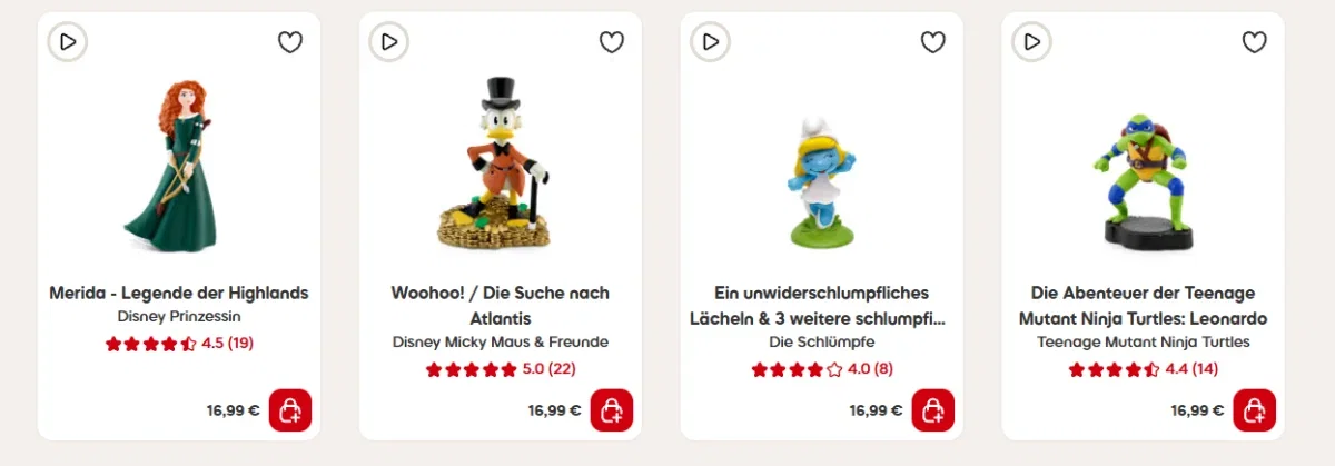 Ausgewählte Tonies-Hörfiguren aus dem 3-für-2-Angebot