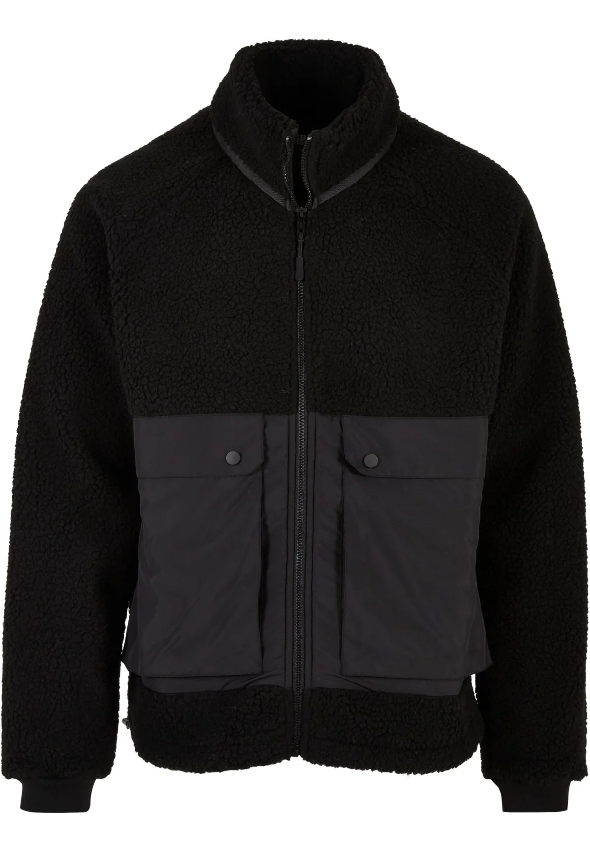 Urban CLASSICS Short Raglan Sherpa Jacket (Gr. S bis L  TB6329-black/black)
