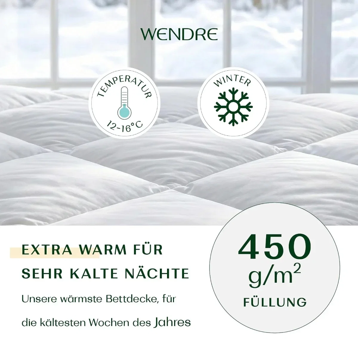 WENDRE Winterdecke mit diagonaler Karo-Steppung und warmer Füllung
