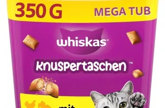 WHISKAS KNUSPERTASCHEN Huhn & Käse Katzenleckerlis im 2er Pack mit insgesamt 700 g