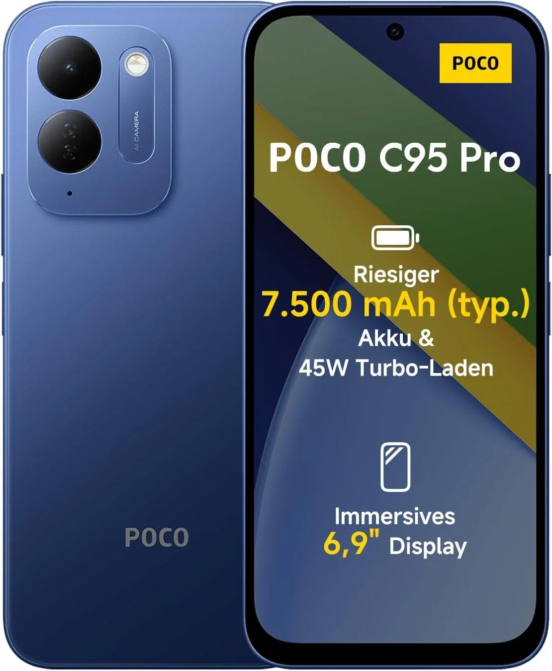 Xiaomi Poco C95 Pro Smartphone (6+128 GB Blau 7500mAh 45W Schnellladen)