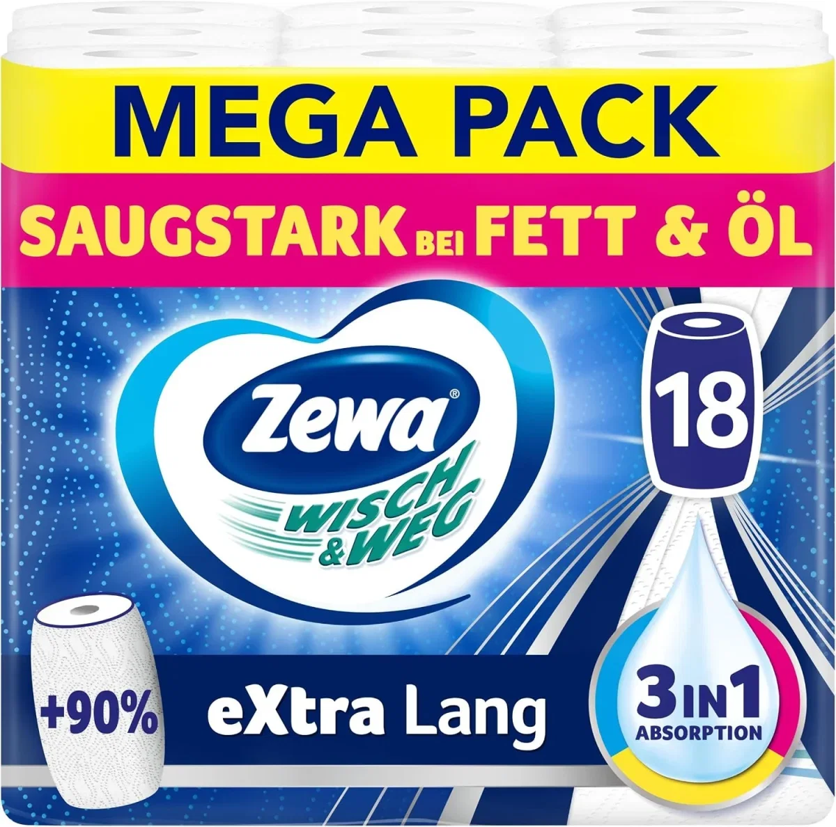Zewa Wisch&Weg extra lang Original 9er Pack (9×2 Rollen)