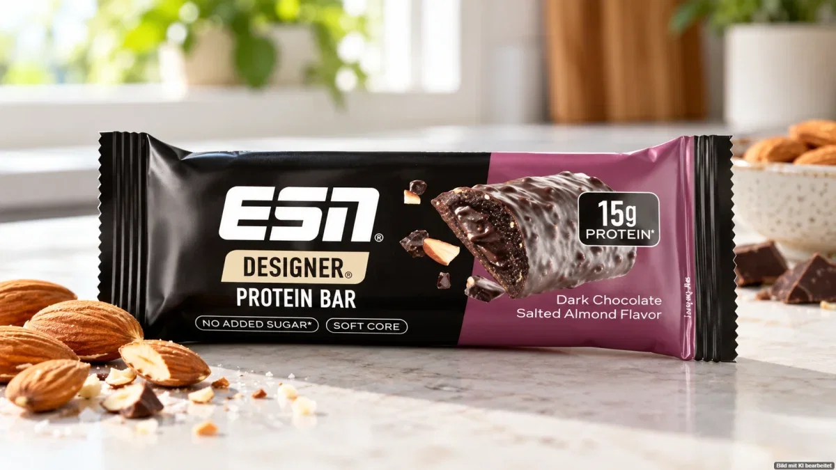 ESN Designer Protein Bar Dark Chocolate Salted Almond – betroffener Proteinriegel des Rückrufs im Oktober 2026